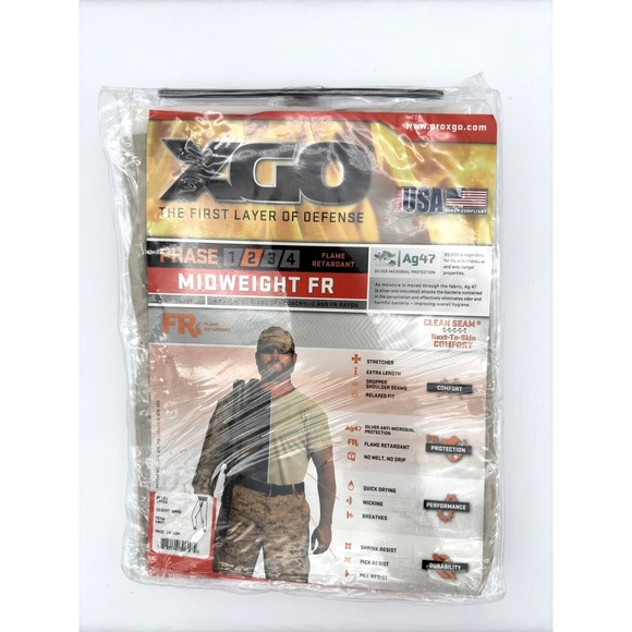 2 PAIR, XGO PHASE 2 MIDWEIGHT FLAME RETARDANT LONG JOHNS LARGE, 2F12V - Picture 1 of 5